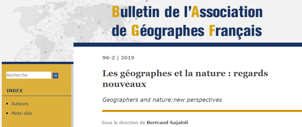 Un numéro du BAGF : Les géographes et la nature