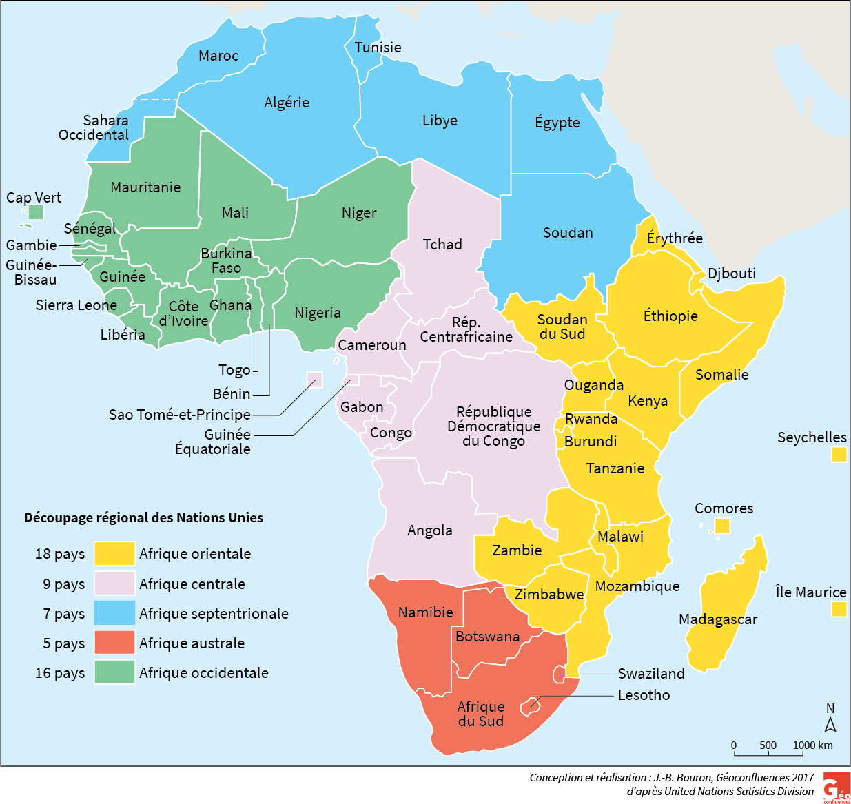 Afrique découpage régional d'après l'ONU