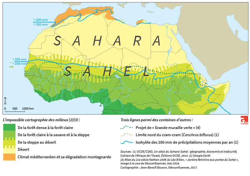 Carte de Jean-Benoît Bouron — Sahara Sahel milieux délimitation 200 mm