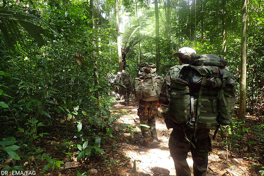 Entraînement des militaires français dans la forêt amazonienne en Guyane
