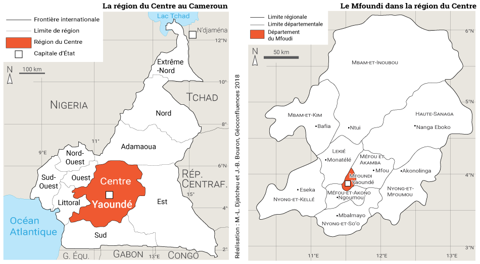 Martin Luther Djatcheu — carte localisation région Centre et Mfoundi