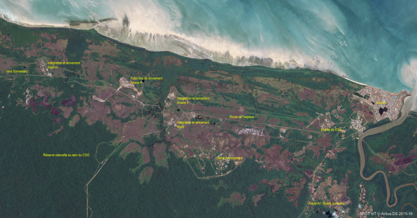 base de Kourou Guyane image satellite CNES
