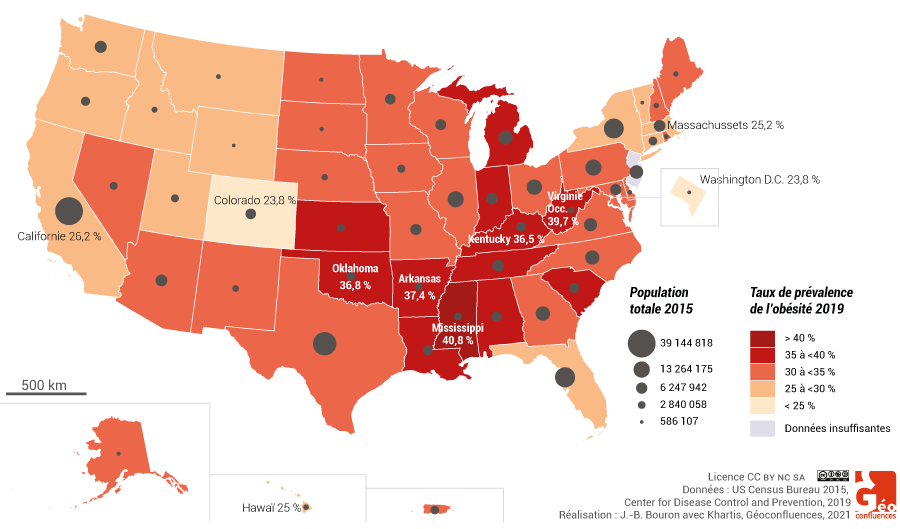 Carte de l'obésité aux états-unis par état