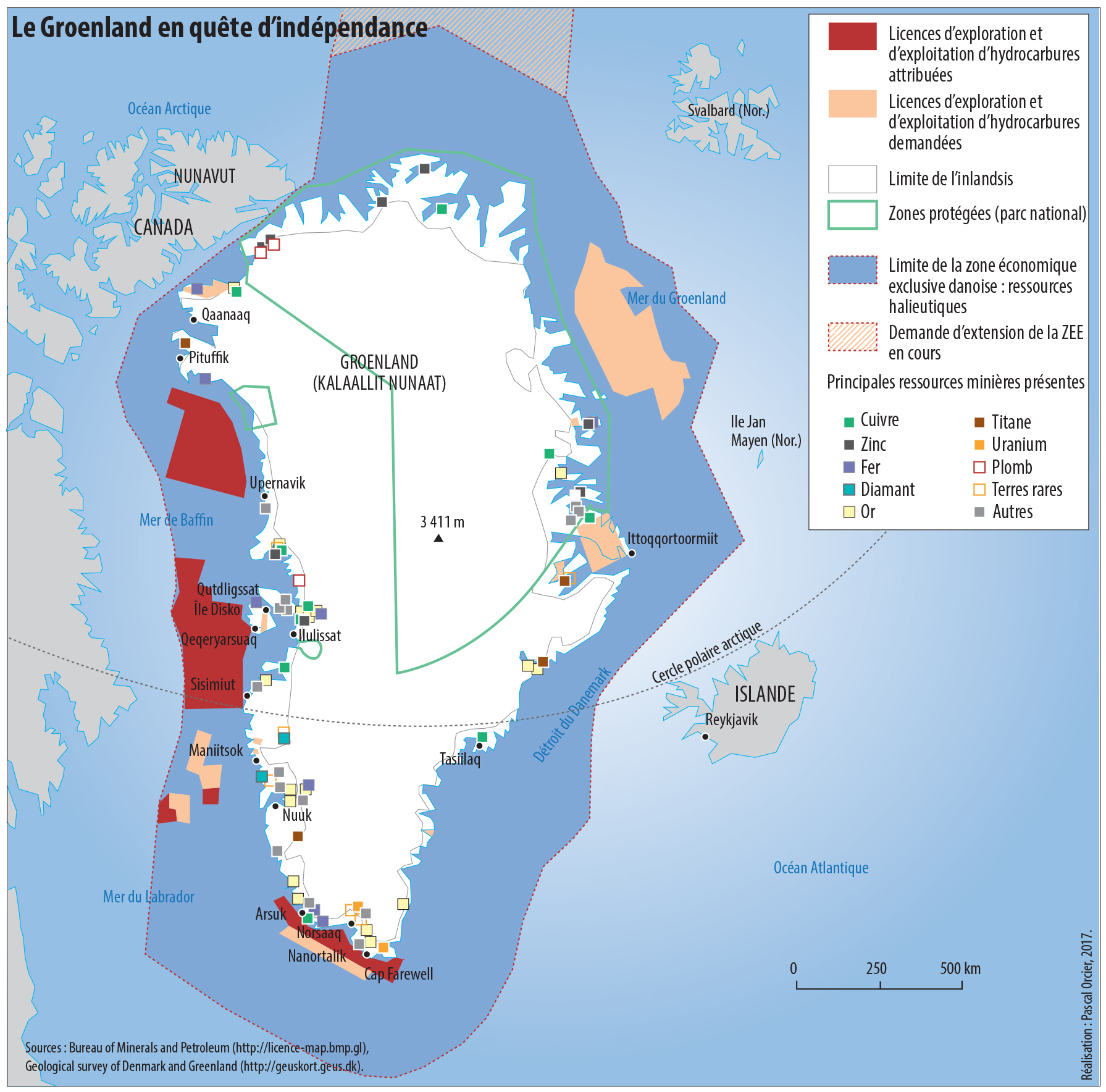 Carte le Groenland en quête d'indépendance