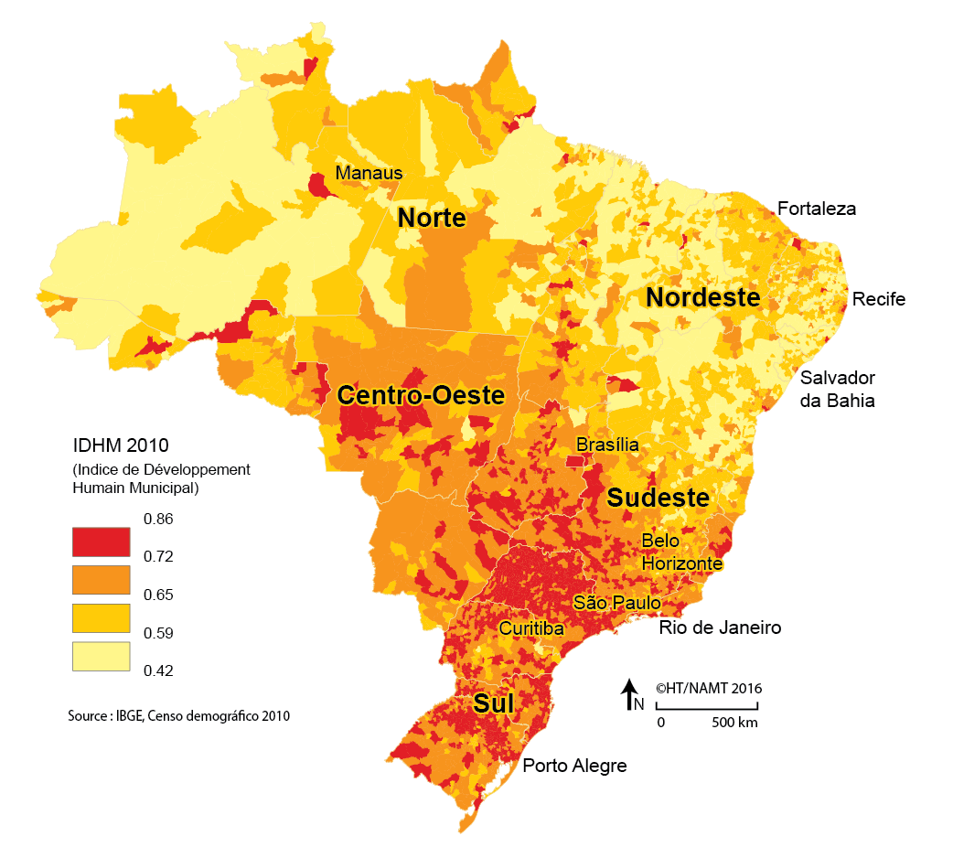 carte IDH par commune au Brésil