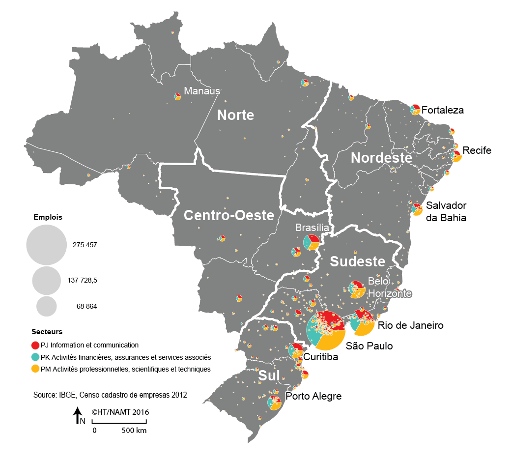 Carte Emploi par secteur au Brésil