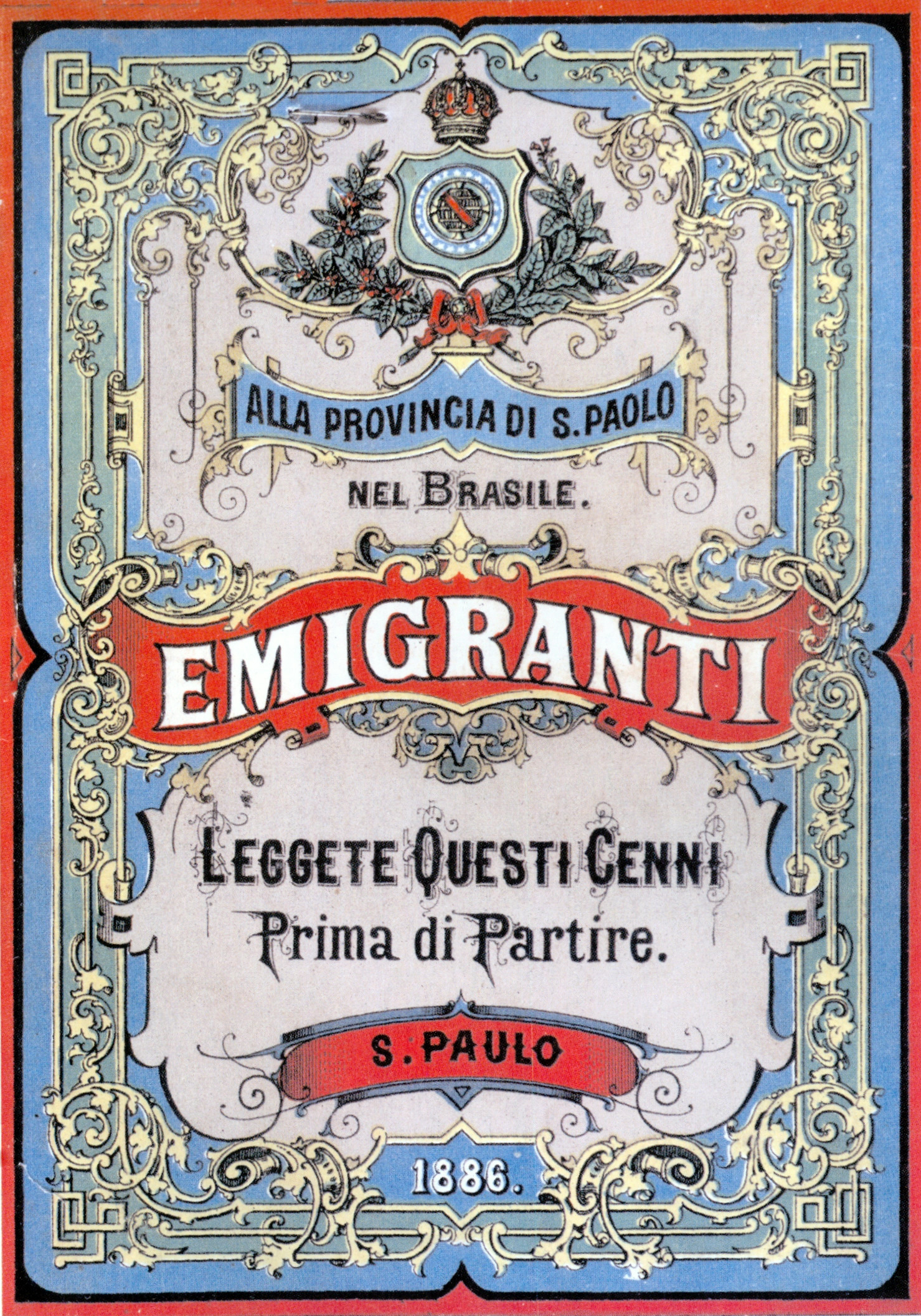 couverture manuel pour immigrants italiens au Brésil migrations