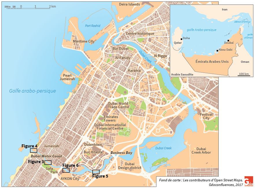 Doubai, Dubai, dans son environnement régional carte