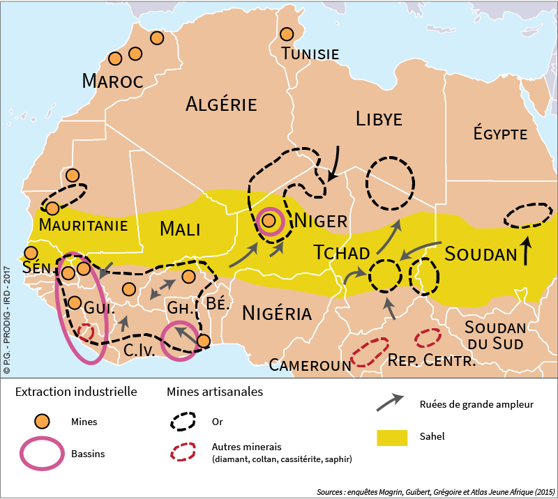 Géraud Magrin — Carte Afrique minière et rentière or diamants