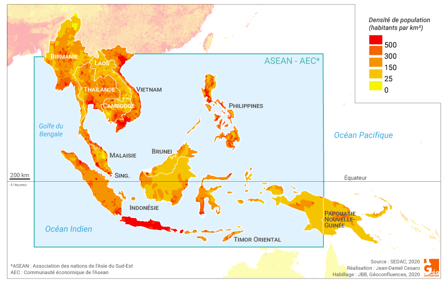 Jean-Daniel Cesaro - carte densité de population asie du sud est