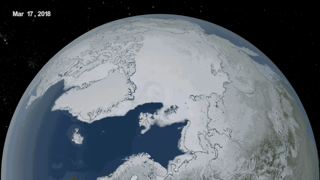 Animation – évolution de la glace de mer estivale et hivernale
