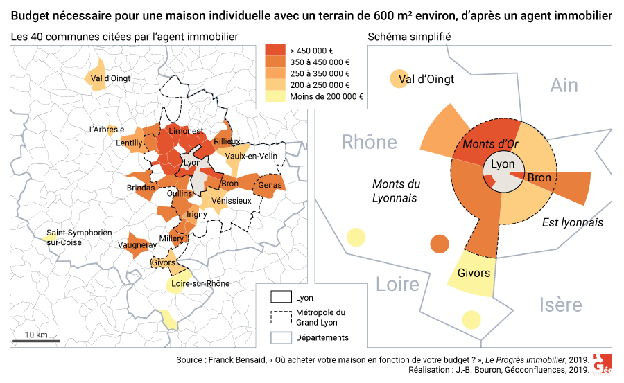 Atlas de Lyon — carte prix de l'immobilier pour une maison à Lyon et alentour