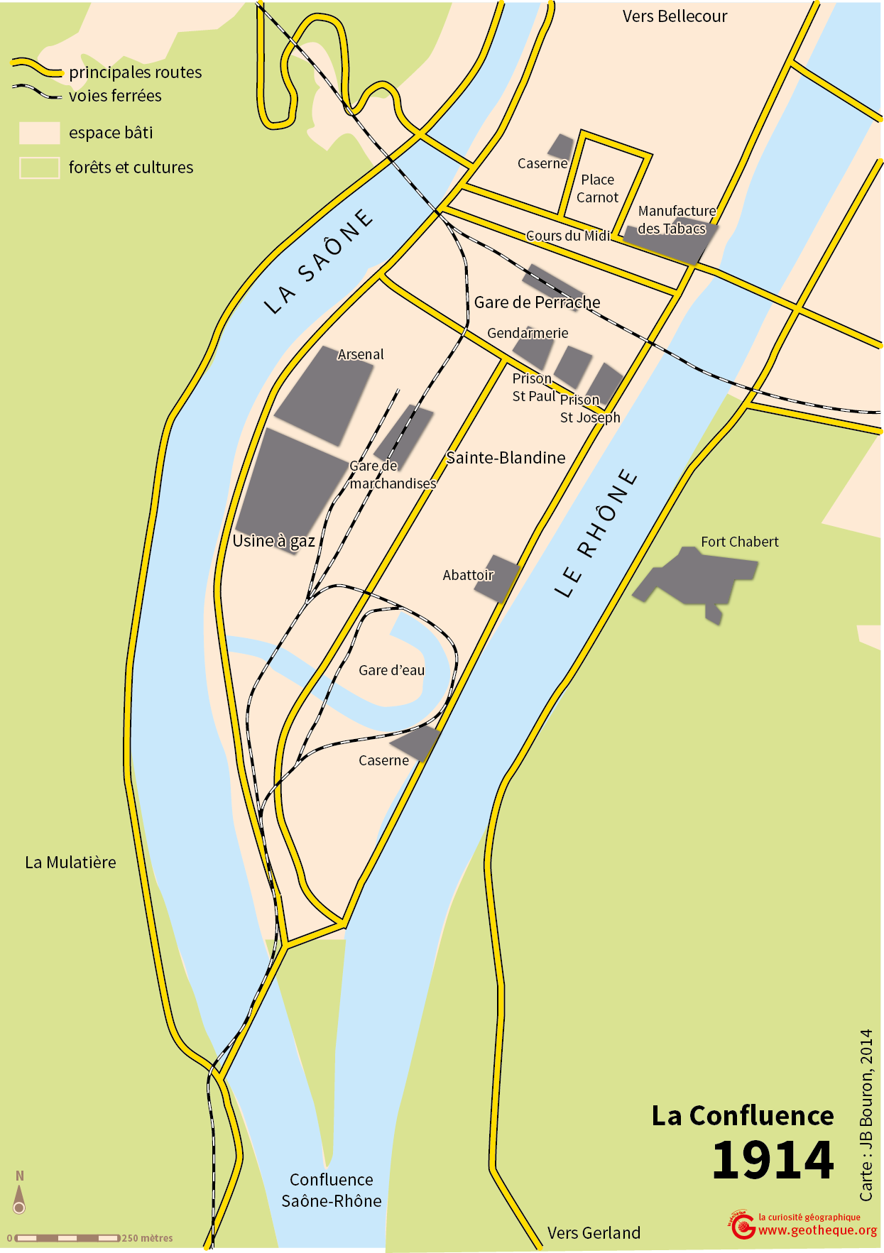 Atlas de Lyon — plan du quartier de La Confluence 1914