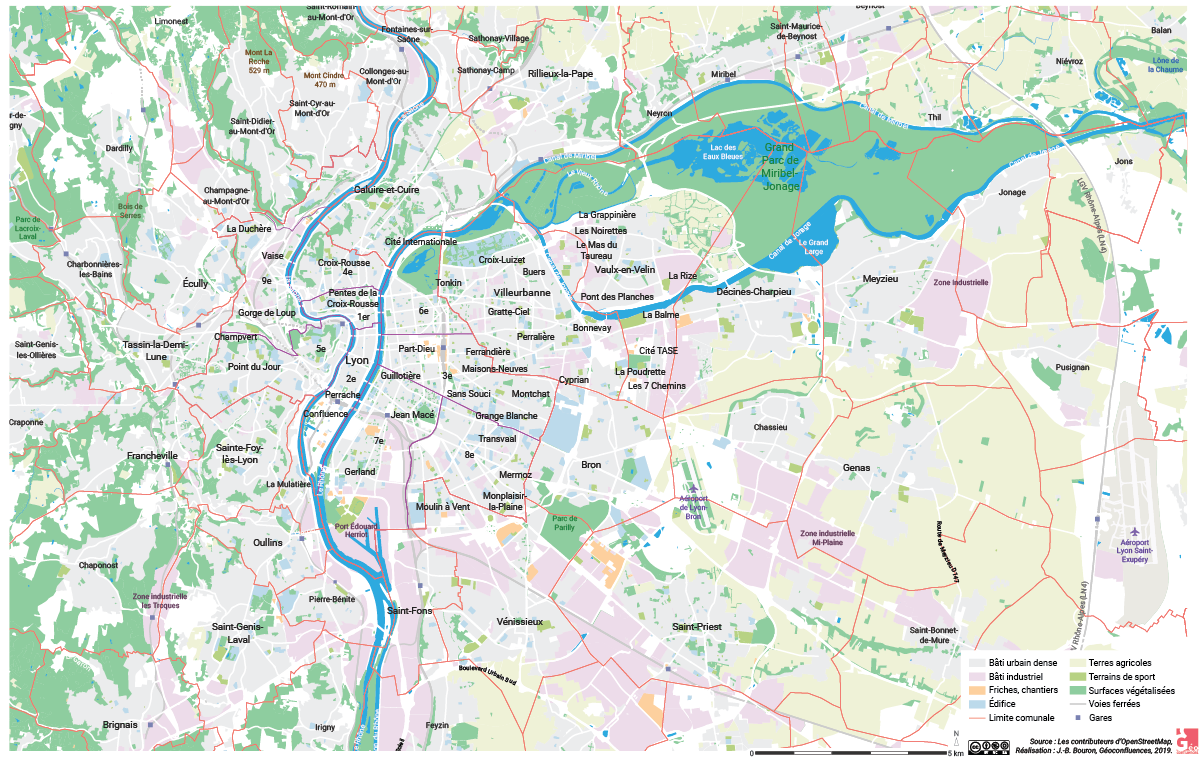 Atlas de Lyon — localisation des quartiers et des communes voisines