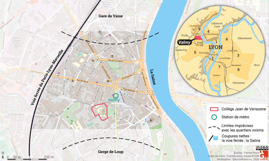 Quartier Valmy à Vaise Lyon plan de localisation