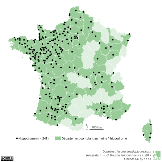 Carte des hippodromes en France
