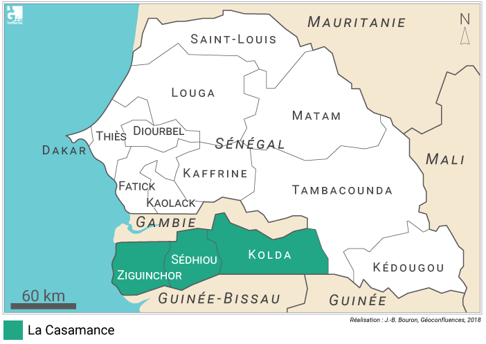Carte localisation de la Casamance