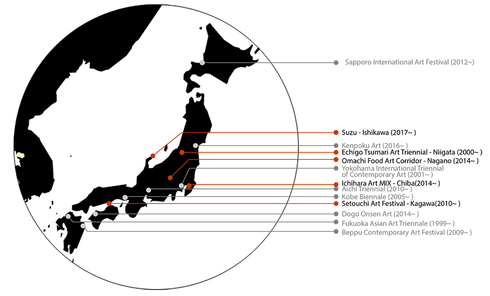 Thekla Boven — Carte des festivals d'art contemporains au Japon