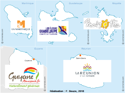Carte de France marques outre-mer