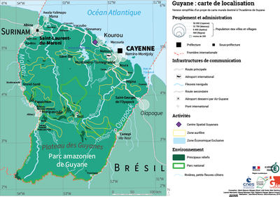 Carte de la Guyane - Guyane cartes des villes, relief, politique