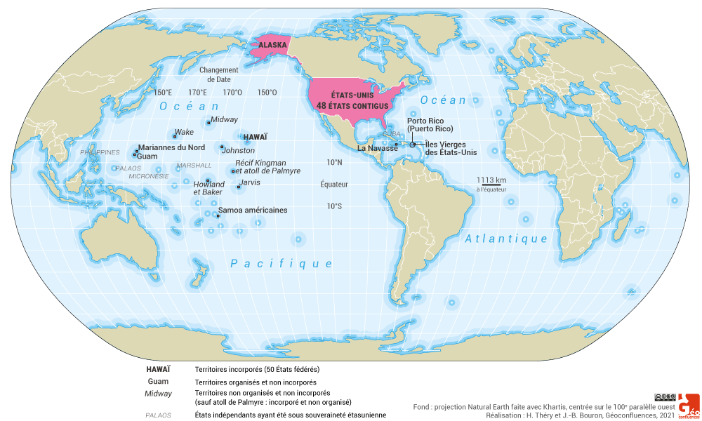 carte territoires ultramarins des états-unis planisphère monde