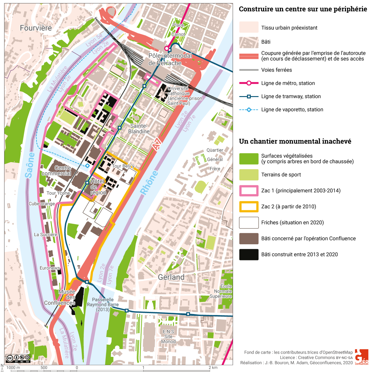 Projet Confluence à Lyon&nbsp;: confluence carte plan phases bâtiments