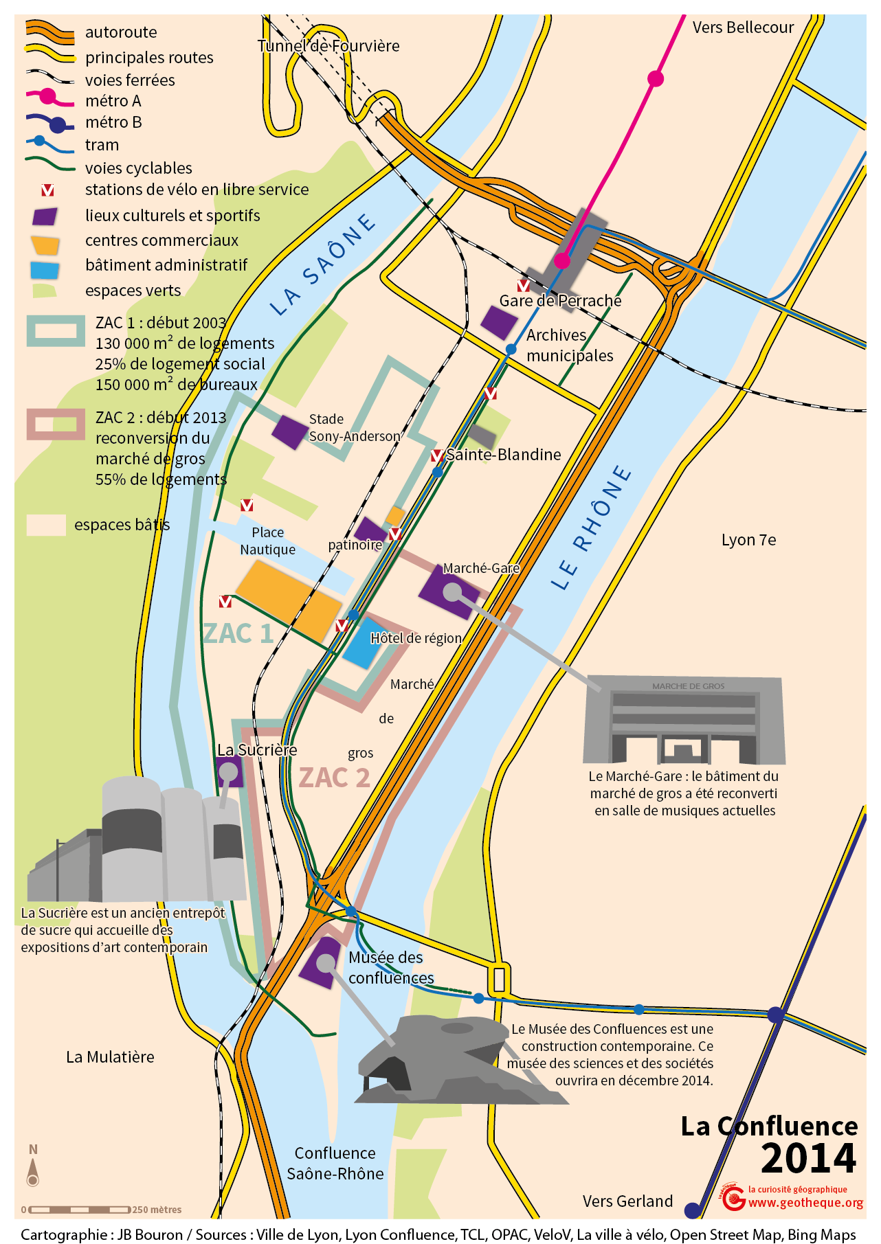 Atlas de Lyon — plan du quartier de La Confluence 2014