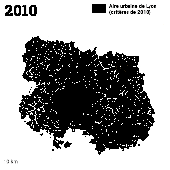 Extension de l'aire urbaine de Lyon 2010