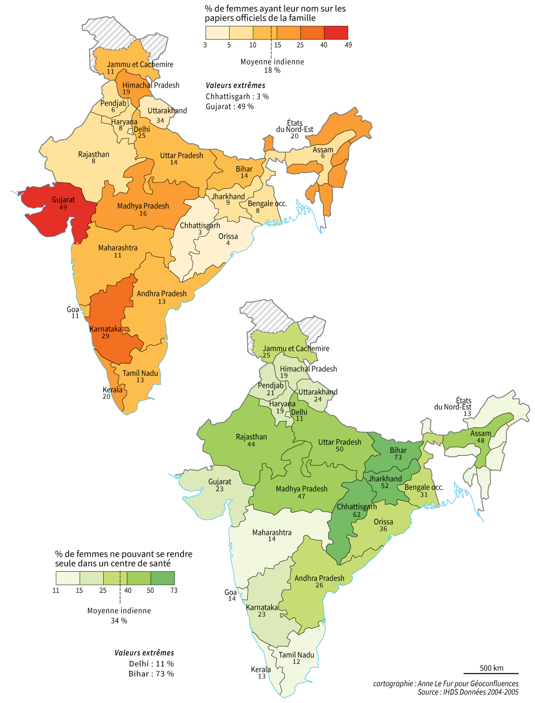 Carte autonomie des femmes en Inde par Etat
