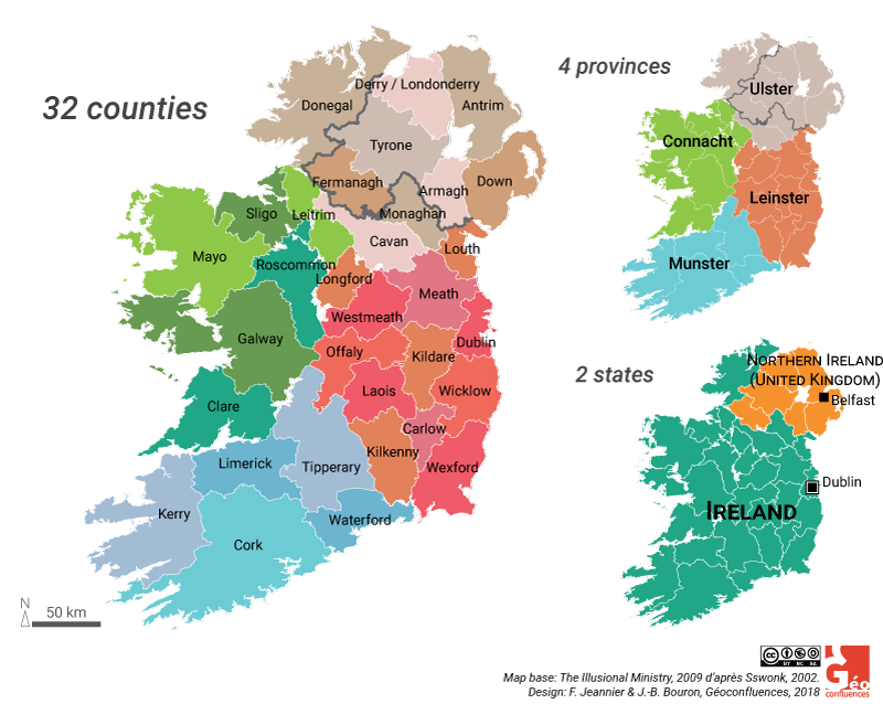 carte comtés province Irlande 