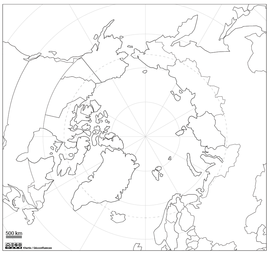 Fond de carte régions arctiques cercle polaire projection polaire