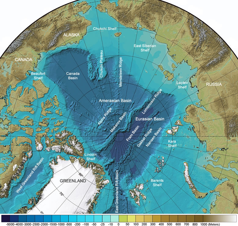 Frédéric Lasserre — carte physique fonds marins arctiques