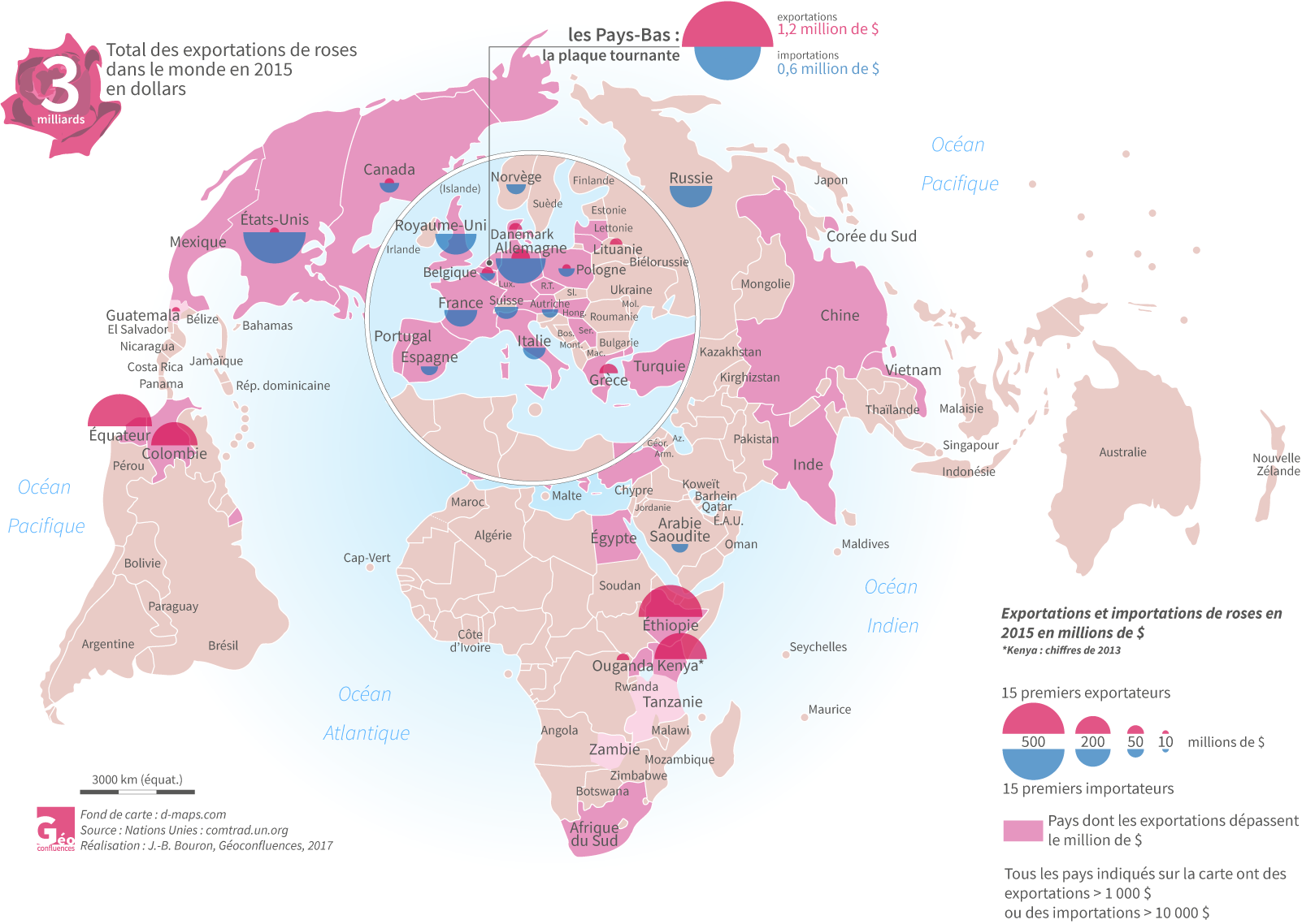 Carte mondialisation roses JB Bouron