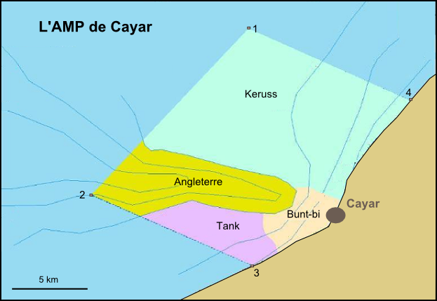 carte délimitation aire marine protégée de Cayar au Sénégal