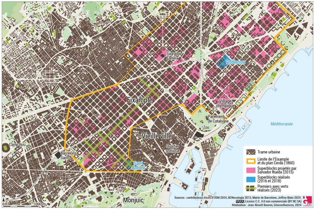 Le centre de l’agglomération et les projets d’urbanisme actuels à Barcelone (Espagne)