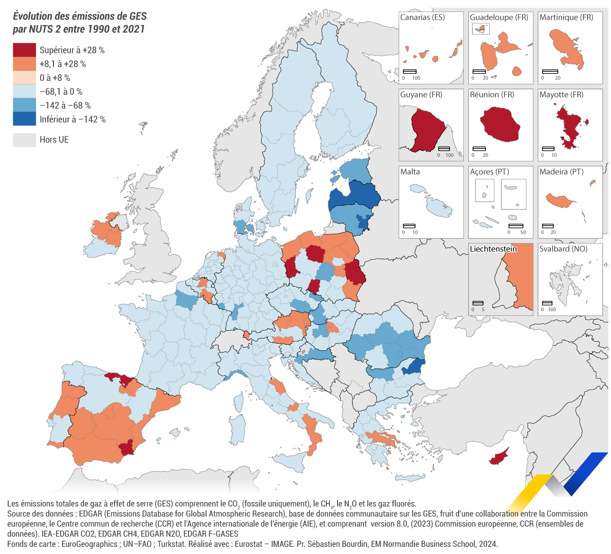 Carte émissions par NUTS2 dans l'UE