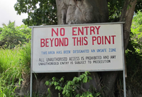 Entrée de la zone interdite dans la partie sud de l'île (Montserrat, Royaume Uni)
