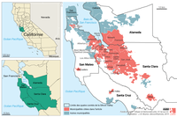 Carte de localisation de la Silicon Valley en Californie