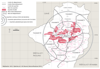 Localisation des quartiers étudiés à Yaoundé (Cameroun)