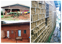Maisons construites en briques de terre crue à Yaoundé (Cameroun)