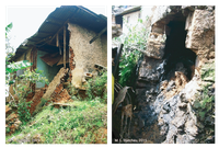 Effondrement des murs des maisons construites sur des versants de collines escarpées à Yaoundé (Cameroun)