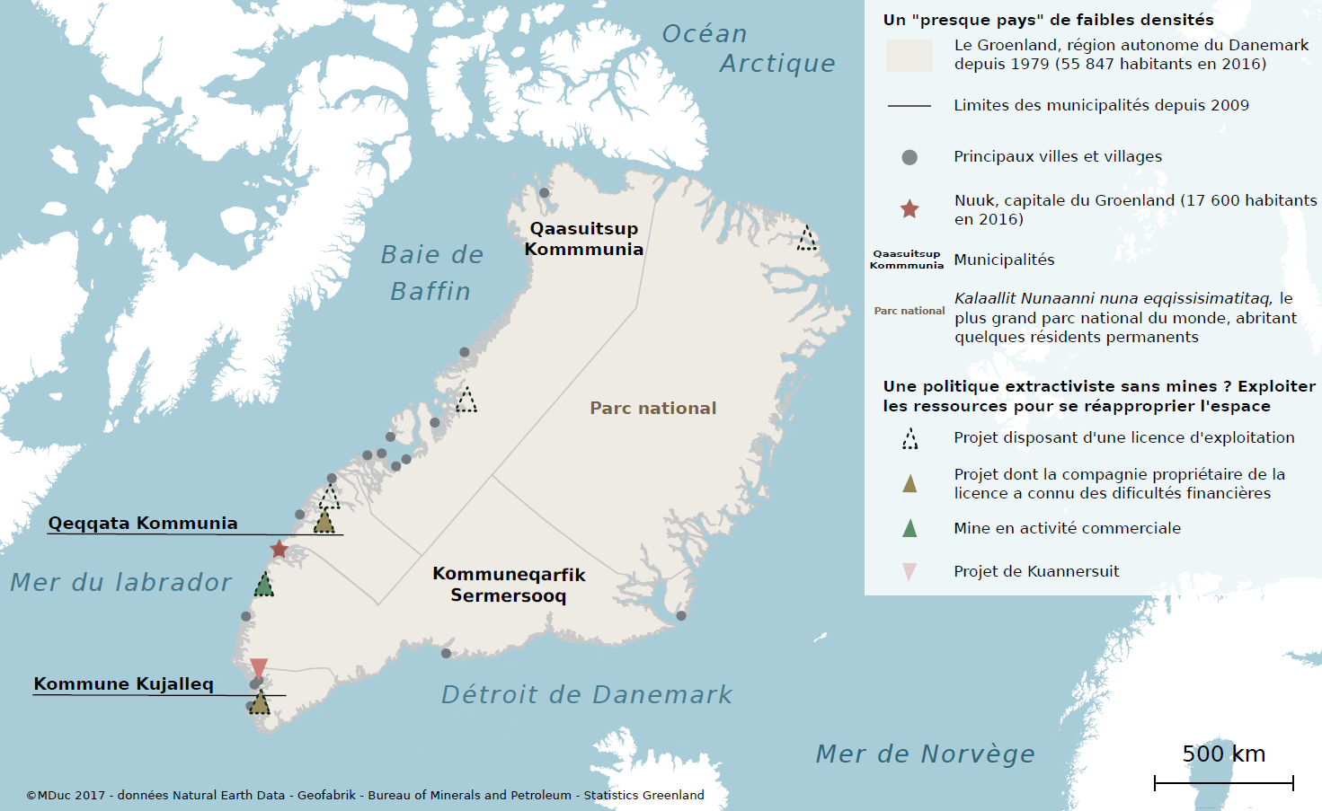 Marine Duc — carte projets miniers au Groenland