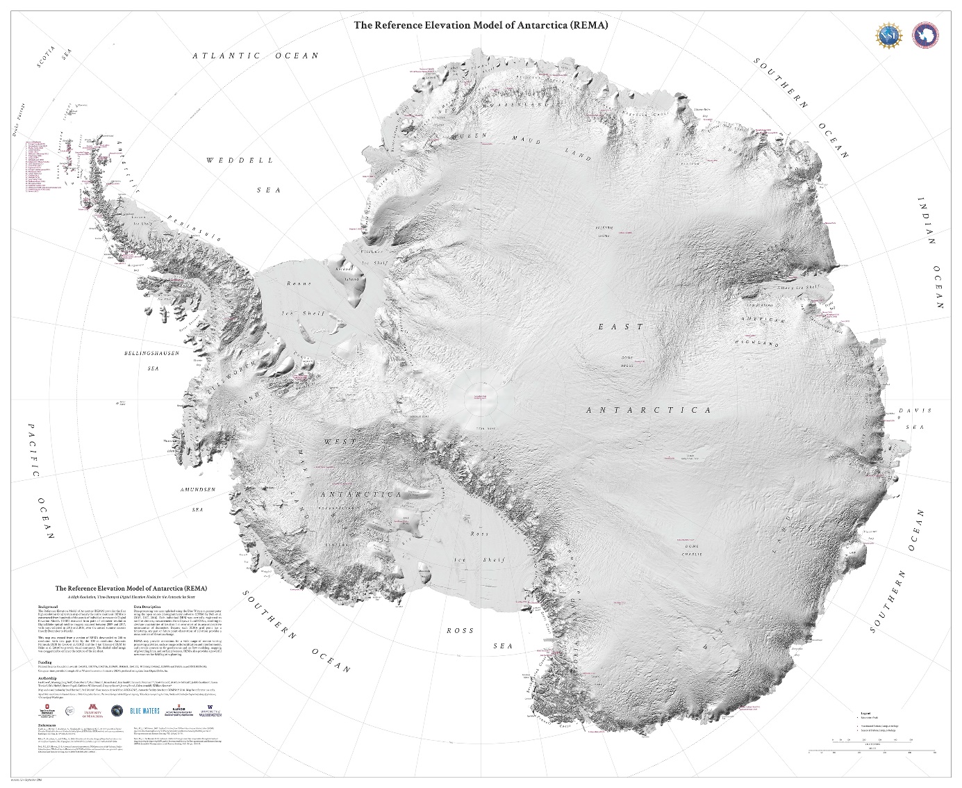 Carte relief antarctique