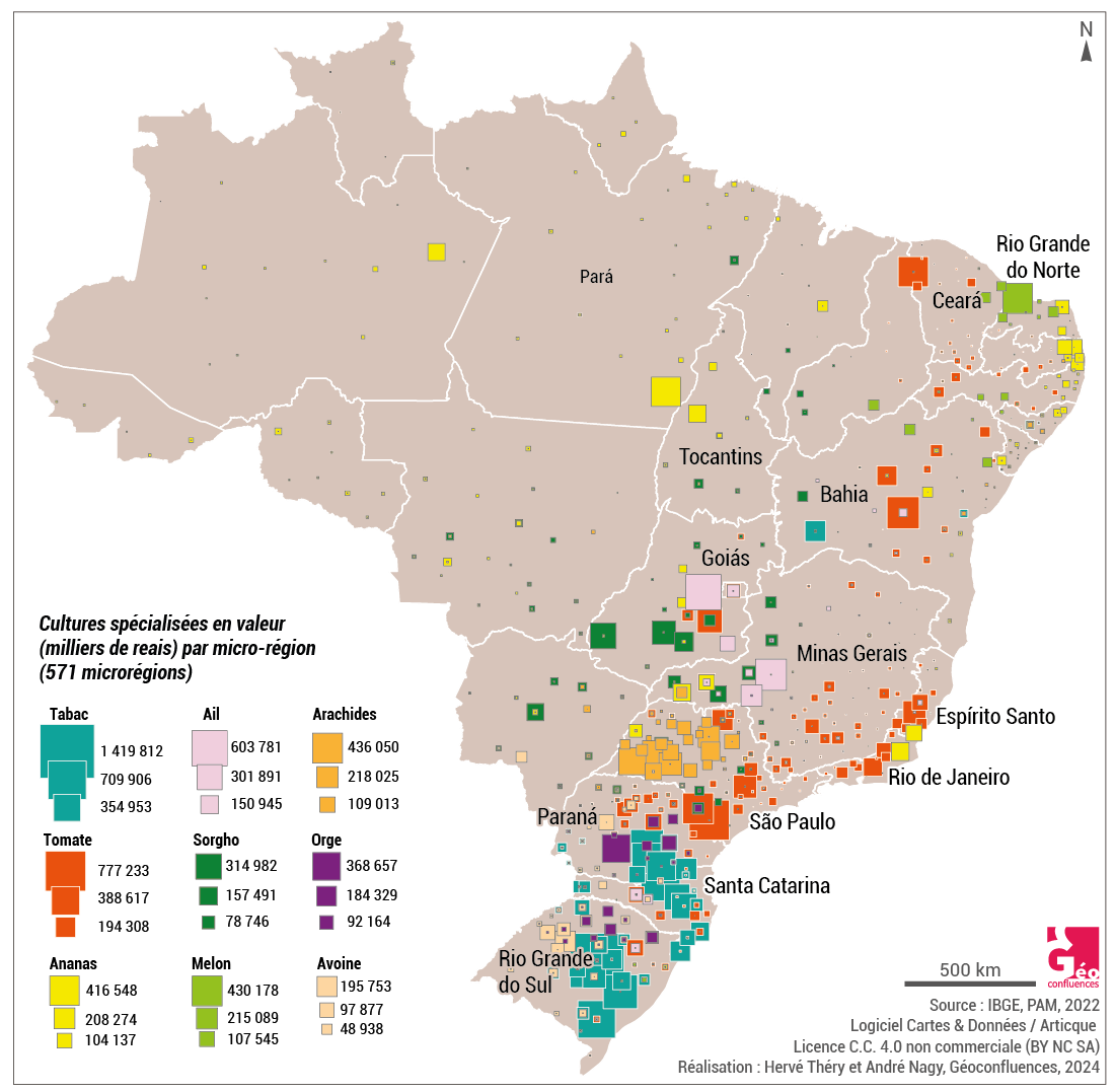 Cultures spécialisées en 2022, en valeur (Brésil)