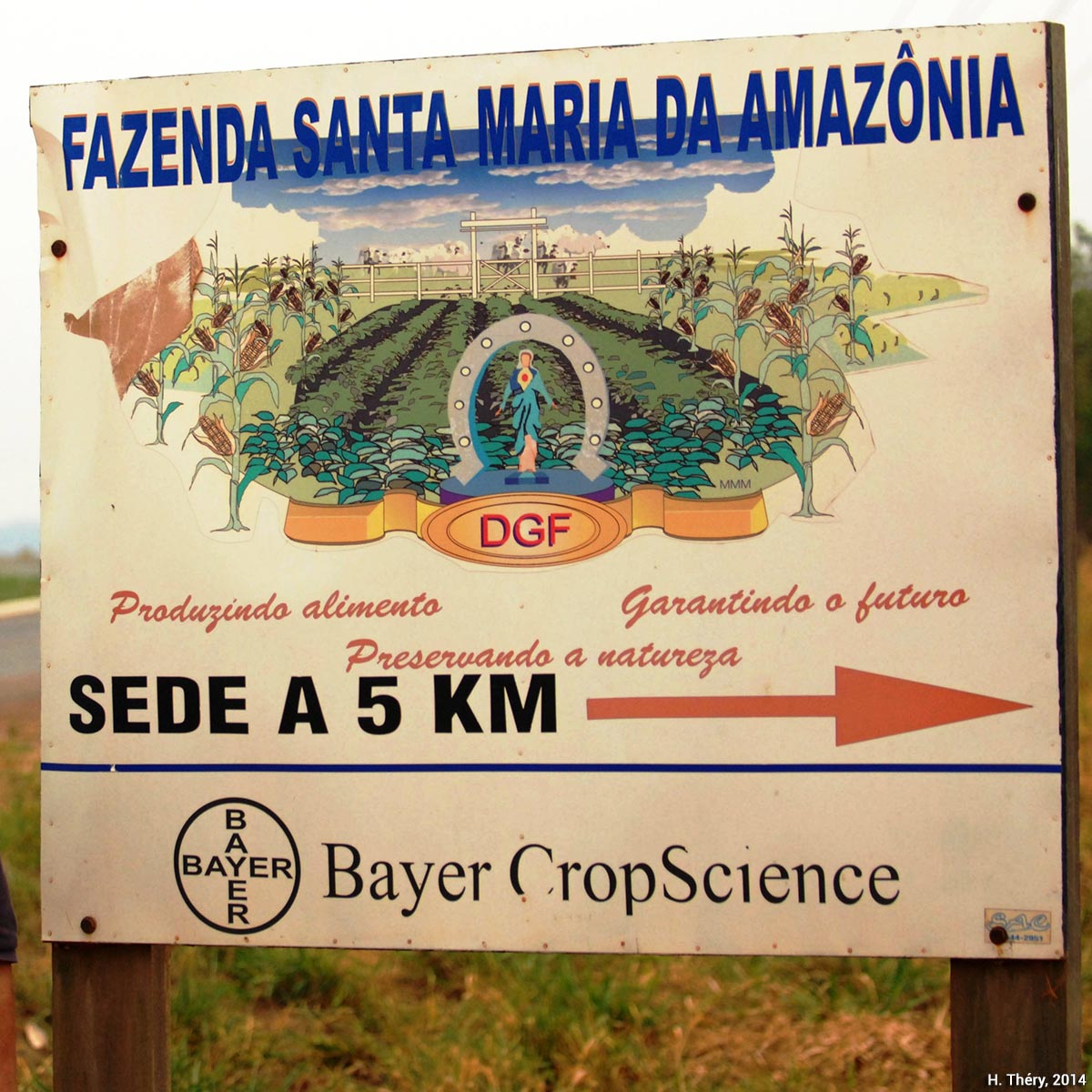 Plaque d'entrée dans une grande exploitation du Mato Grosso