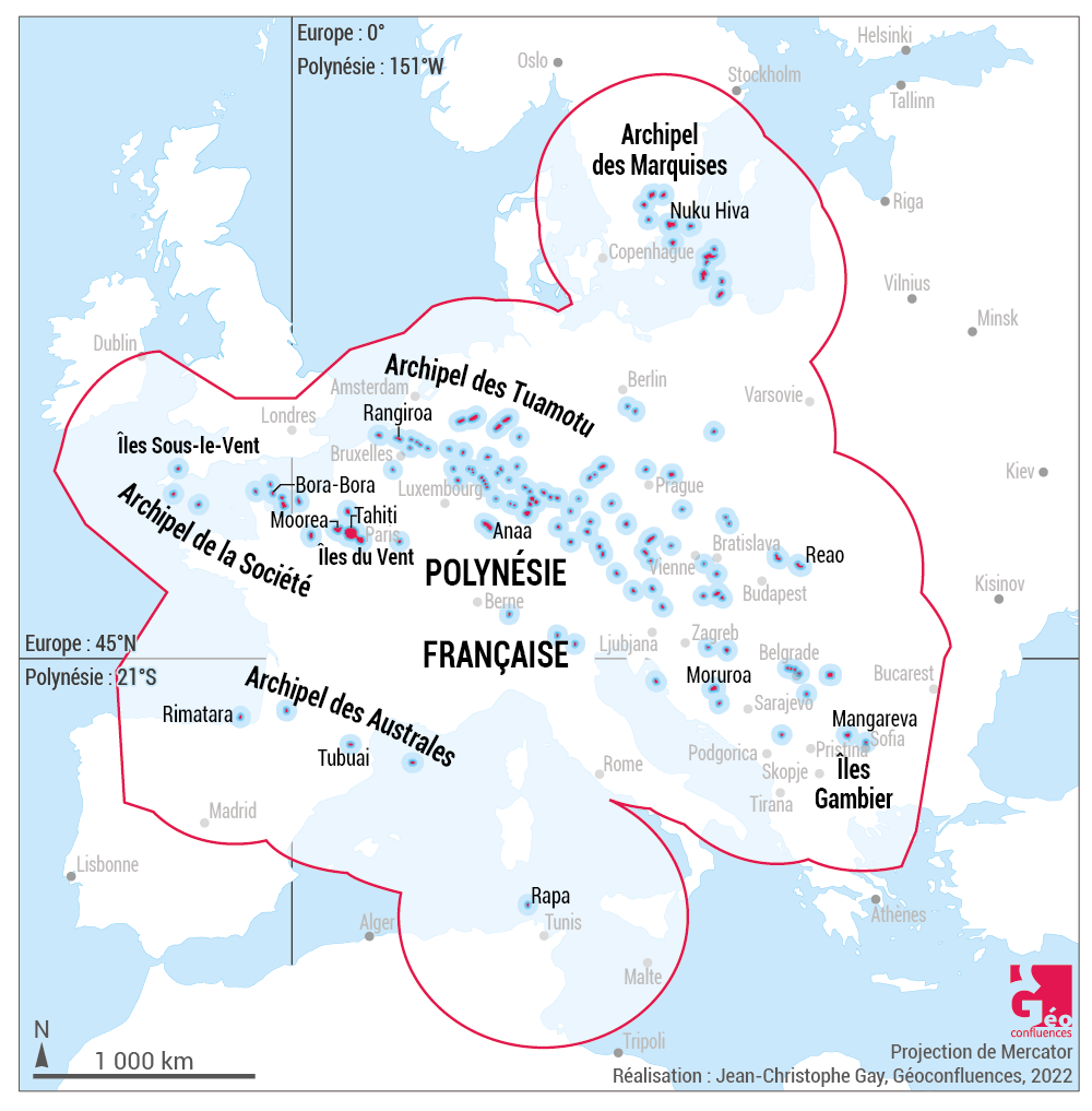 Polynésie française comparée à l'Europe