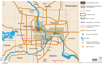 Réseaux et polycentrisme à l’échelle du cœur de la métropole Minneapolis Saint Paul  (États-Unis)