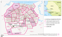 Localisation de Zinginchor, du bâti et des quartiers non lotis (Casamance, Sénégal)