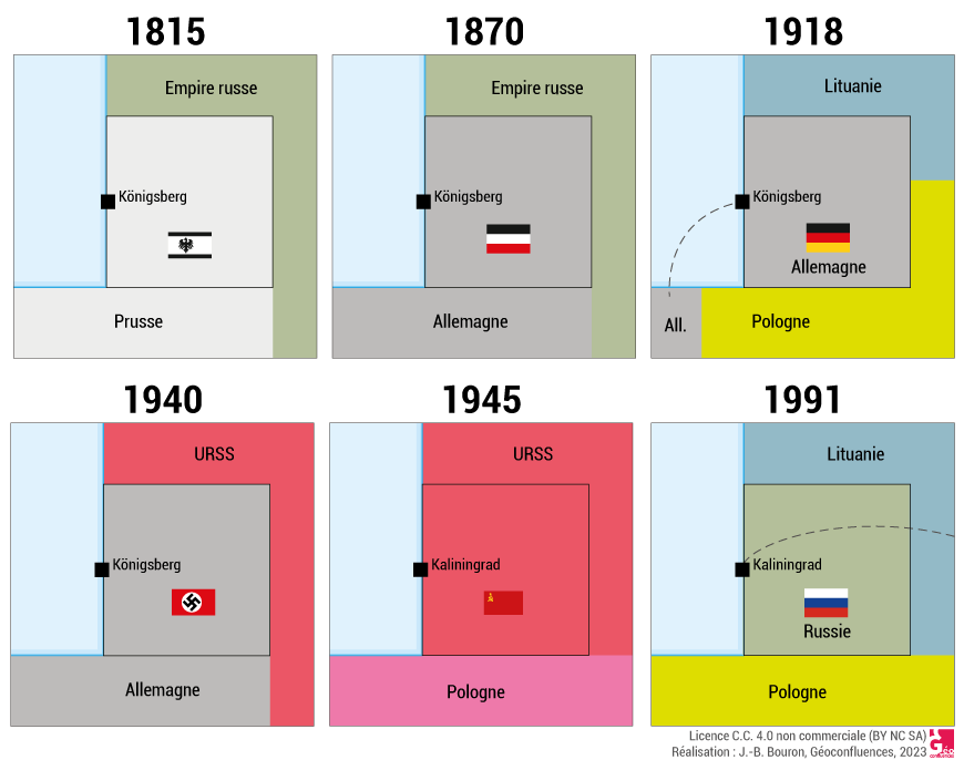 Les changements de domination sur l’enclave de Königsberg puis Kaliningrad (1815–1991)