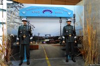 Mannequins reproduisant des soldats pour accueillir les touristes au troisième tunnel dans la zone démilitarisée (DMZ, Corée du Sud, Corée du Nord)